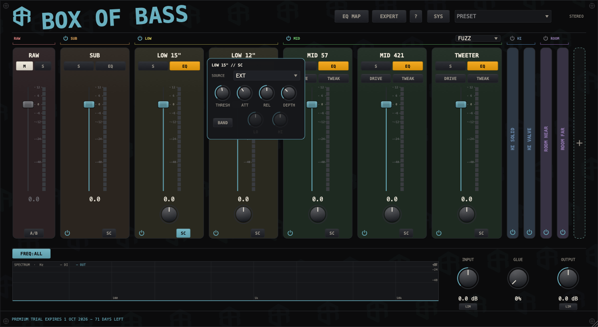 Box of Bass sidechain panel with external source
